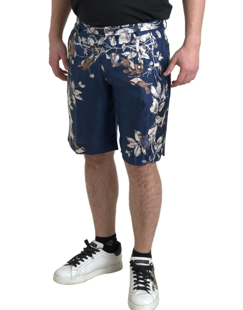 Bermudas azules de seda para hombre con estampado floral Dolce & Gabbana