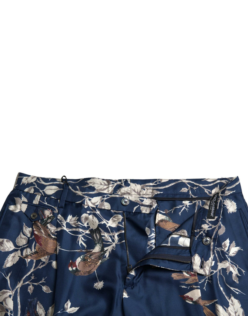 Bermudas azules de seda para hombre con estampado floral Dolce & Gabbana