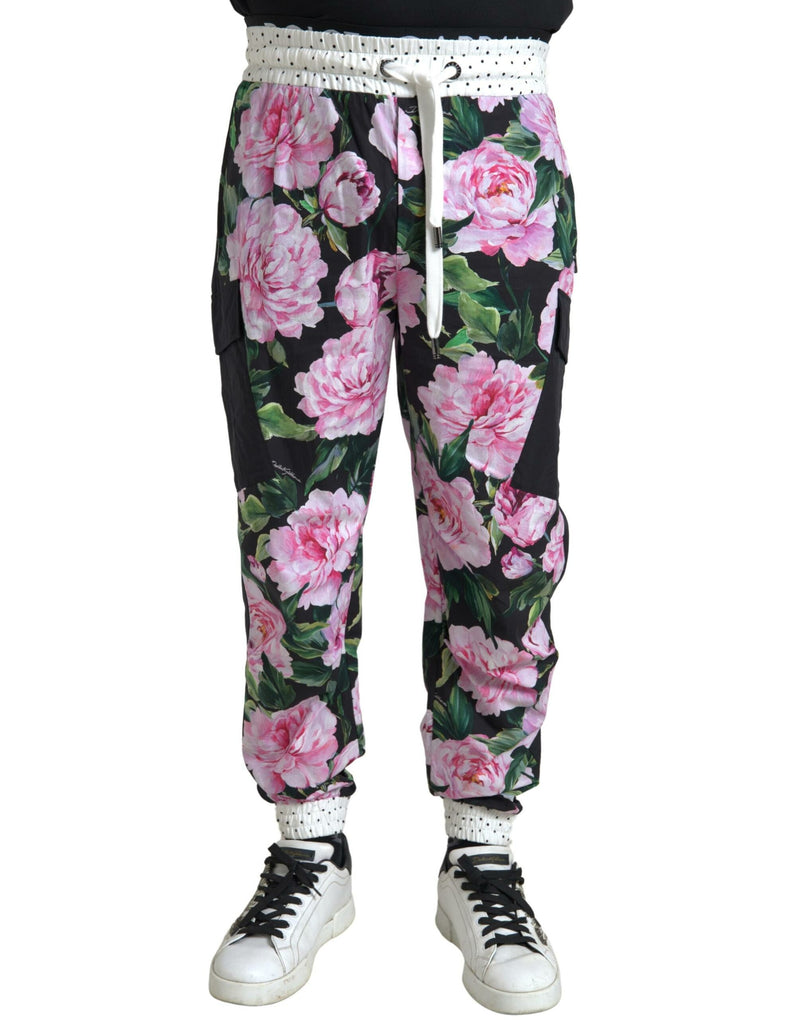 Pantalones jogger multicolor de algodón para hombre con estampado de peonías Dolce & Gabbana