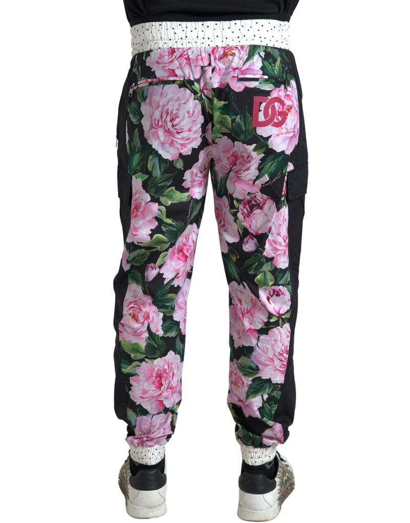 Pantalones jogger multicolor de algodón para hombre con estampado de peonías Dolce & Gabbana