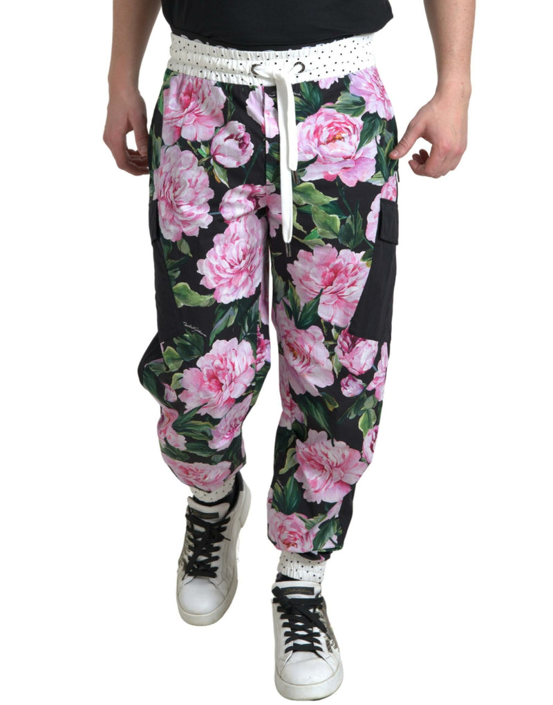 Pantalones jogger multicolor de algodón para hombre con estampado de peonías Dolce & Gabbana