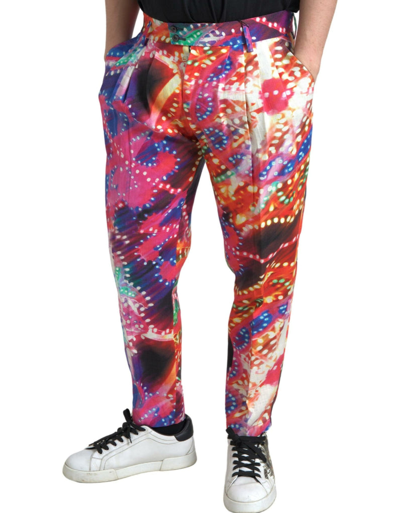 Pantalones multicolor de lino para hombre con estampado Dolce & Gabbana
