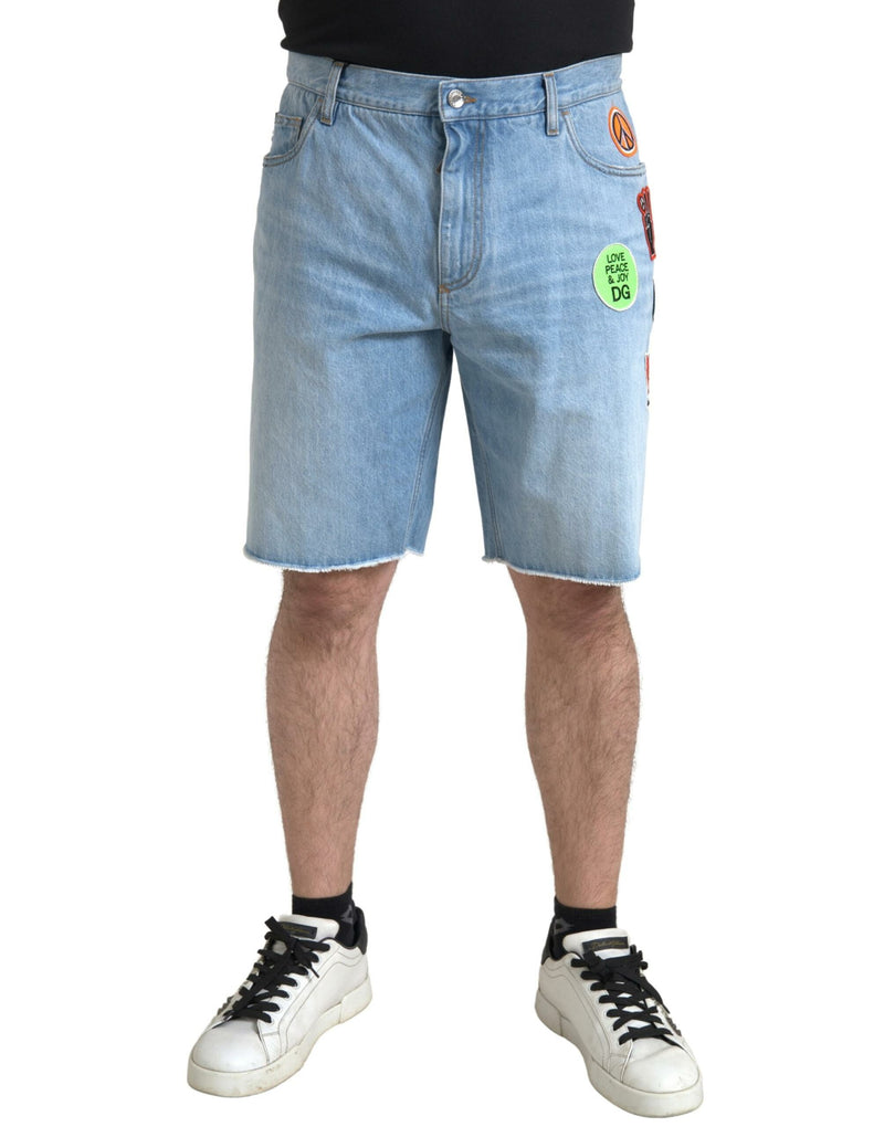 Shorts bermuda da uomo in denim di cotone azzurro chiaro Dolce & Gabbana