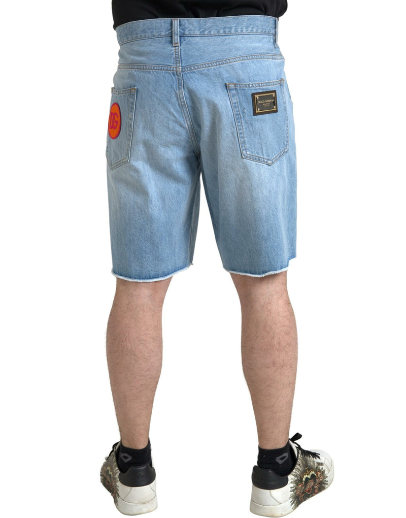 Shorts bermuda da uomo in denim di cotone azzurro chiaro Dolce & Gabbana