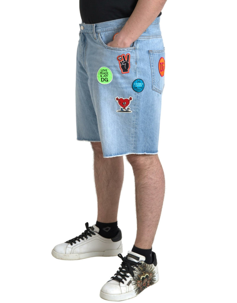 Shorts bermuda da uomo in denim di cotone azzurro chiaro Dolce & Gabbana