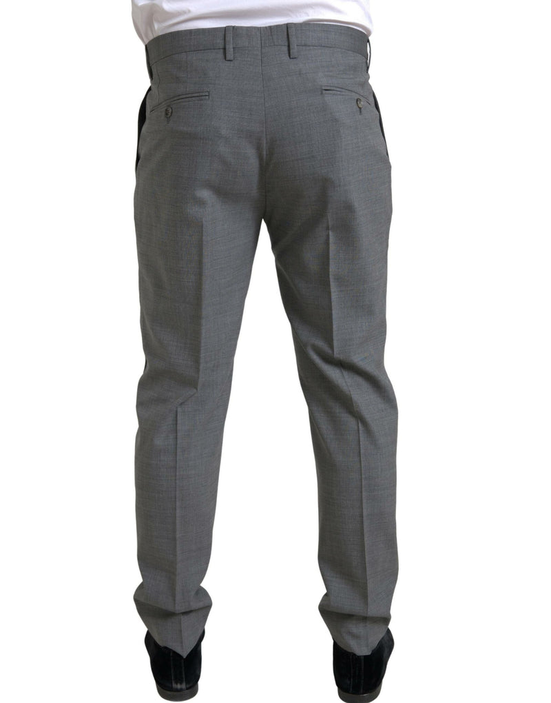 Pantaloni eleganti chino skinny da uomo in lana grigia Dolce & Gabbana