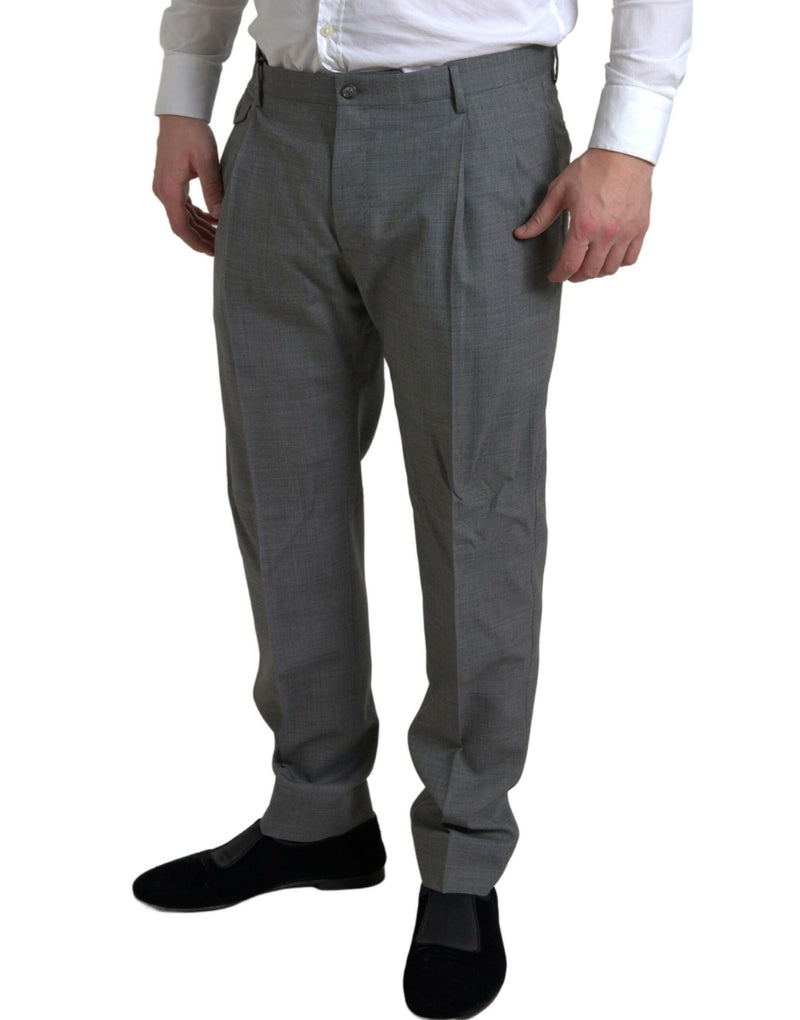 Pantaloni eleganti chino skinny da uomo in lana grigia Dolce & Gabbana