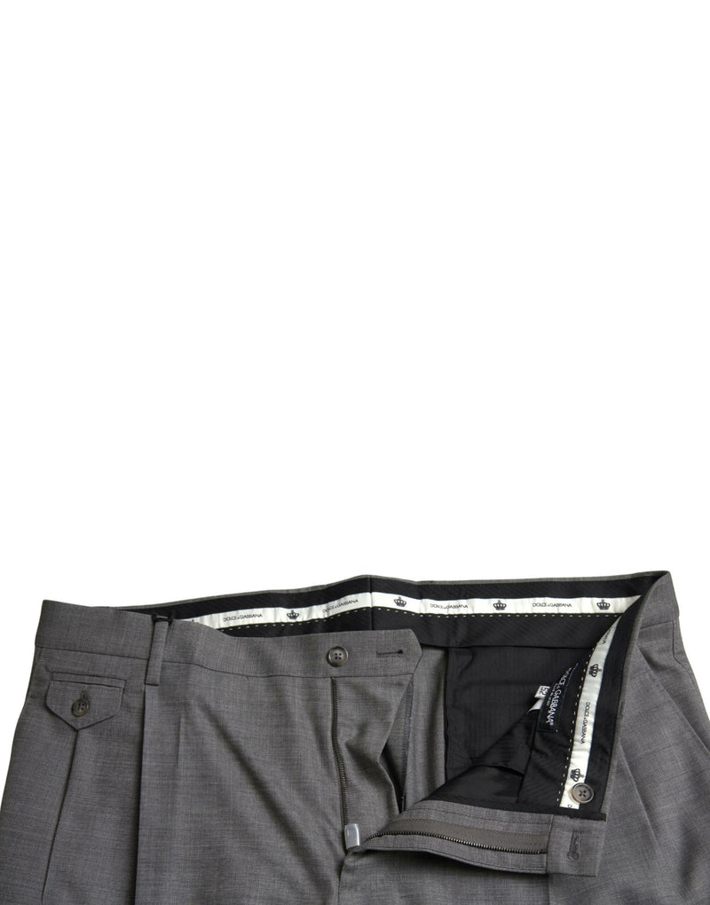 Pantaloni eleganti chino skinny da uomo in lana grigia Dolce & Gabbana