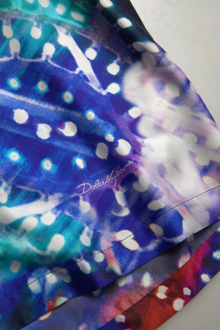 Camicia da uomo in seta multicolore con stampa psichedelica Dolce & Gabbana