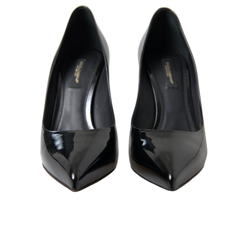 Escarpins en cuir verni noir Dolce & Gabbana