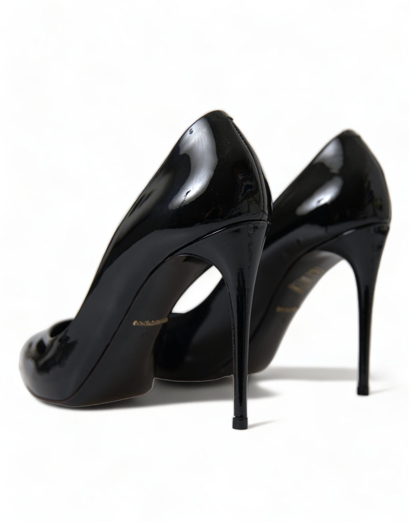 Escarpins en cuir verni noir Dolce & Gabbana