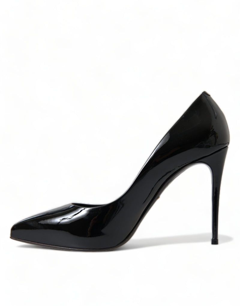Escarpins en cuir verni noir Dolce & Gabbana