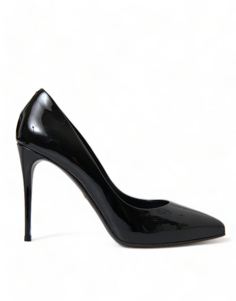 Escarpins en cuir verni noir Dolce & Gabbana