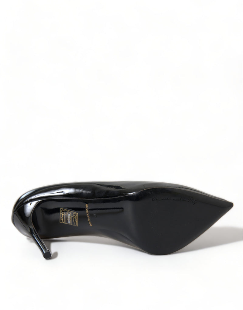 Escarpins en cuir verni noir Dolce & Gabbana