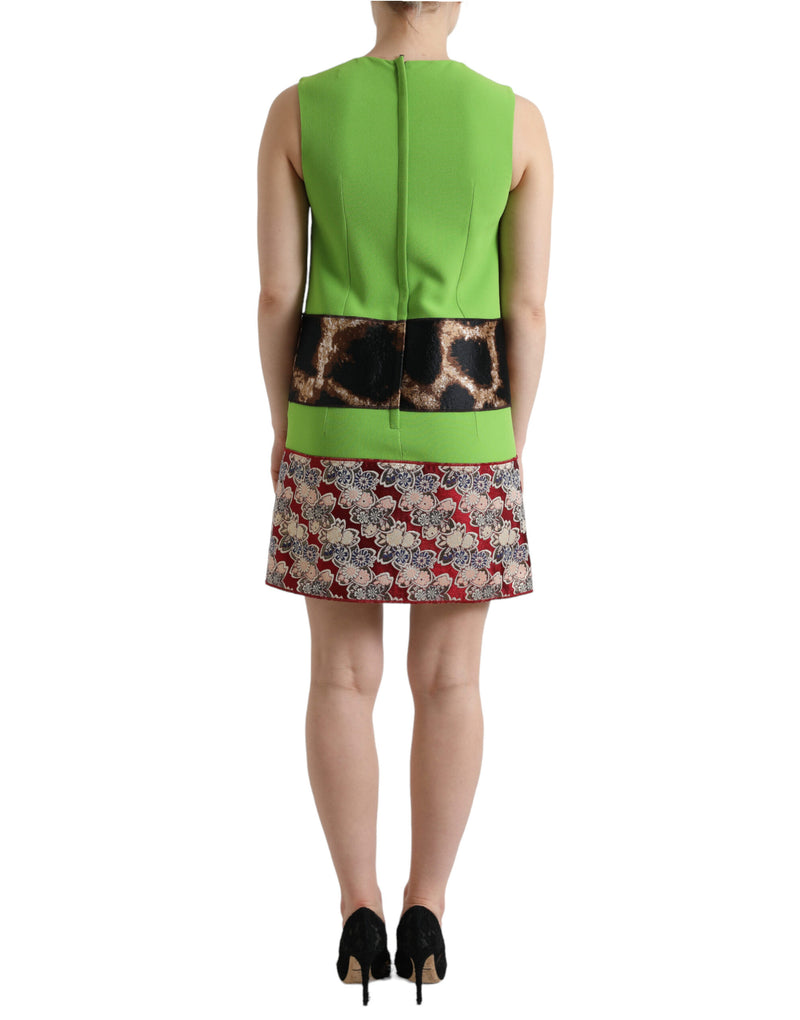 Vestido reto Dolce & Gabbana verde-maçã, sem mangas e com recortes