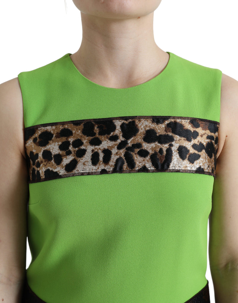 Vestido reto Dolce & Gabbana verde-maçã, sem mangas e com recortes