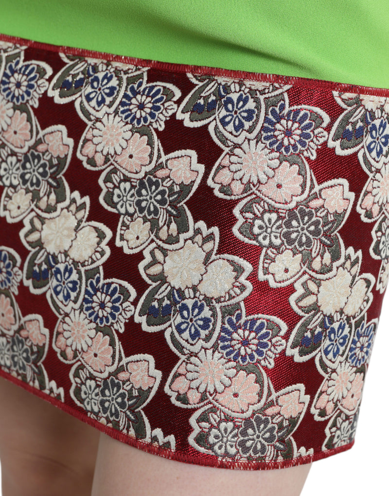 Vestido reto Dolce & Gabbana verde-maçã, sem mangas e com recortes