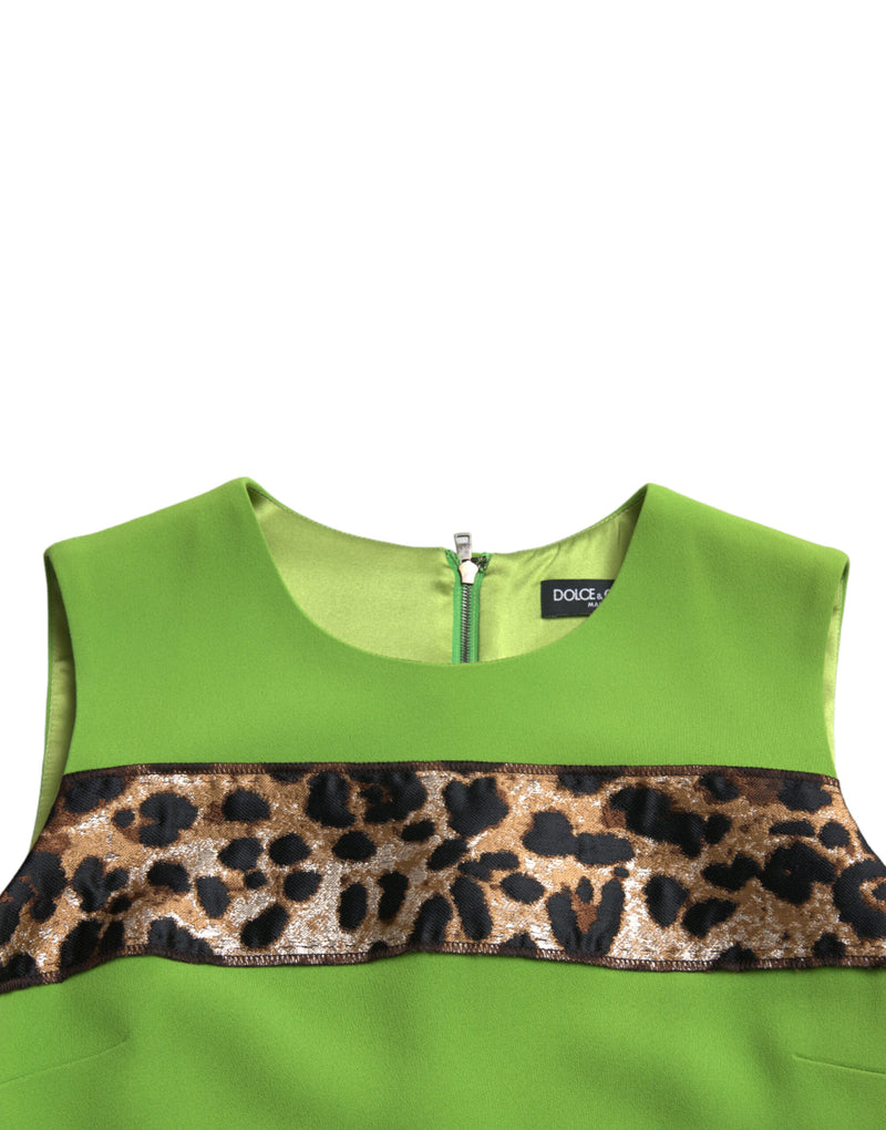 Vestido reto Dolce & Gabbana verde-maçã, sem mangas e com recortes