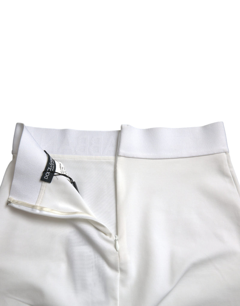 Minifalda blanca de viscosa de corte lápiz y talle alto de Dolce & Gabbana