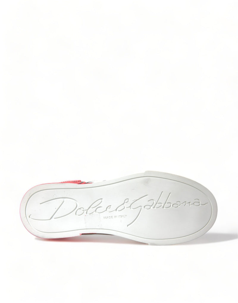 Baskets basses à lacets blanches et rouges pour femme Dolce & Gabbana
