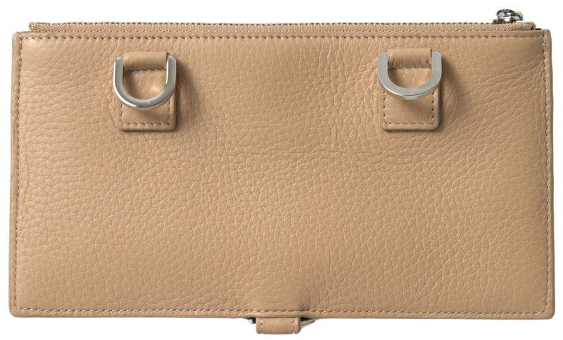 Dolce & Gabbana Portafoglio portacarte beige in pelle con tracolla