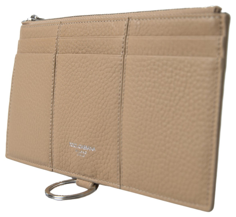 Dolce & Gabbana Portafoglio portacarte beige in pelle con tracolla