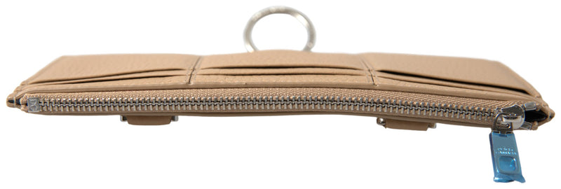 Dolce & Gabbana Portafoglio portacarte beige in pelle con tracolla