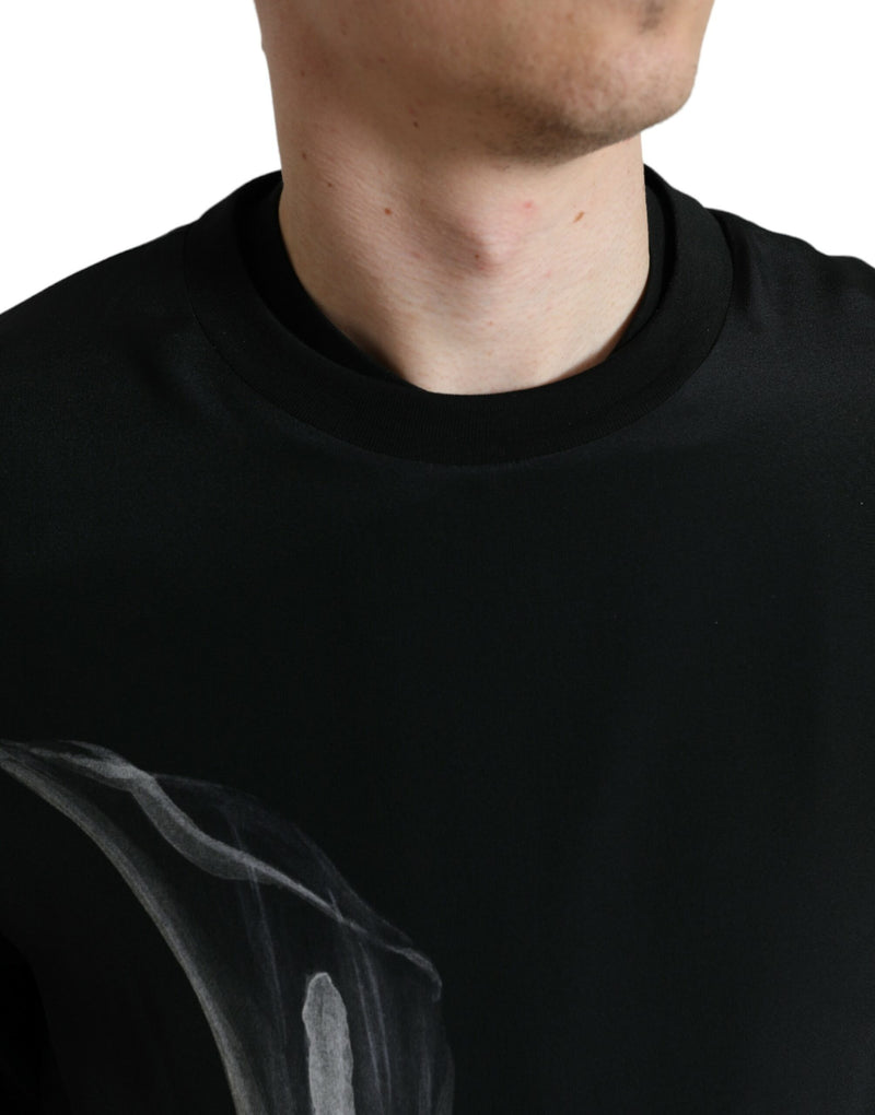 Suéter Dolce & Gabbana preto de gola careca com estampa floral
