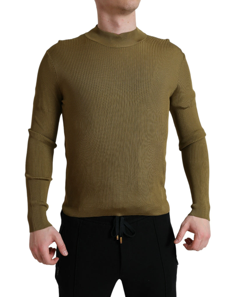 Maglione pullover verde militare in viscosa, girocollo Dolce & Gabbana