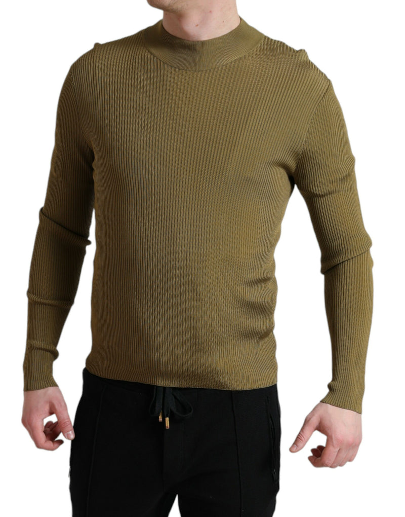 Maglione pullover verde militare in viscosa, girocollo Dolce & Gabbana