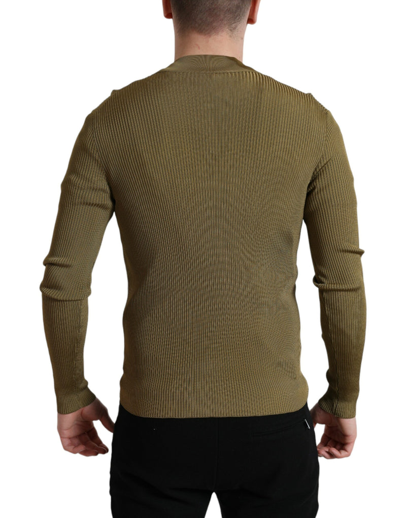 Maglione pullover verde militare in viscosa, girocollo Dolce & Gabbana