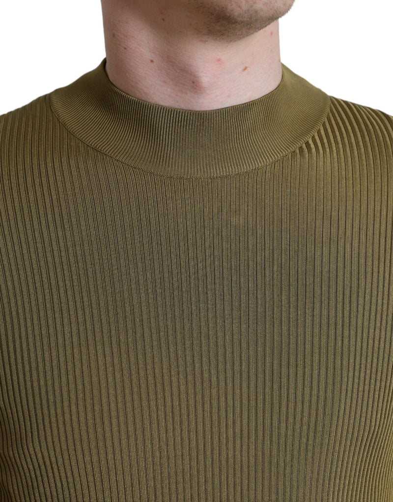 Maglione pullover verde militare in viscosa, girocollo Dolce & Gabbana