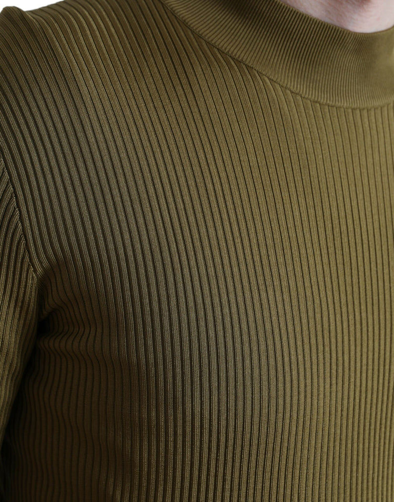 Maglione pullover verde militare in viscosa, girocollo Dolce & Gabbana