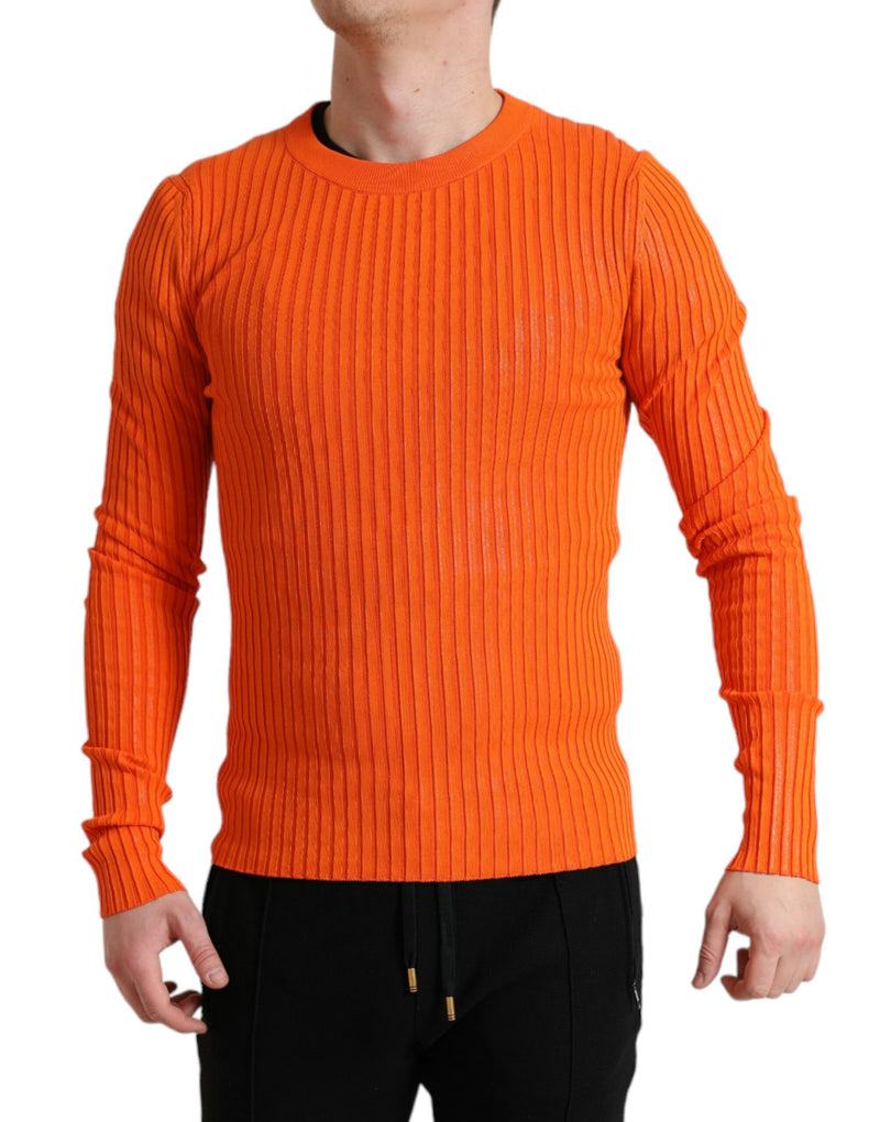 Pull pour homme en maille orange à col rond Dolce & Gabbana