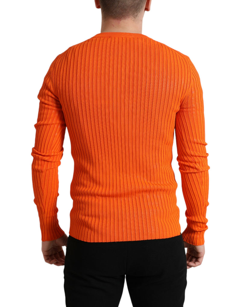 Pull pour homme en maille orange à col rond Dolce & Gabbana