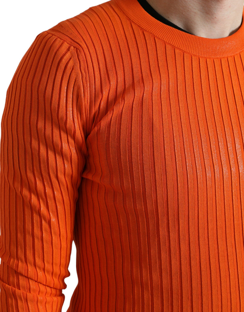 Pull pour homme en maille orange à col rond Dolce & Gabbana