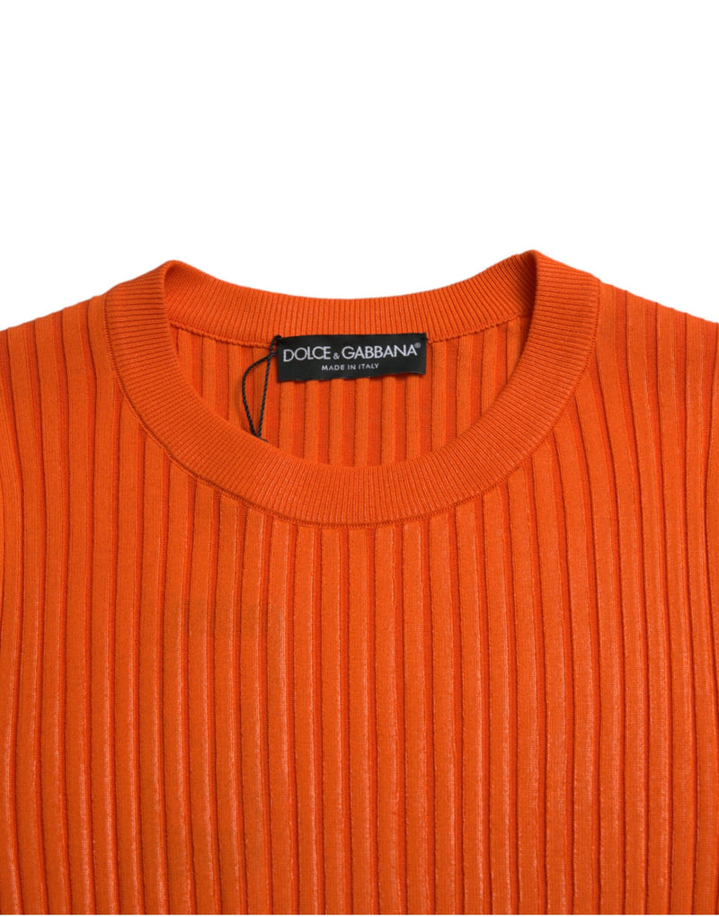 Pull pour homme en maille orange à col rond Dolce & Gabbana