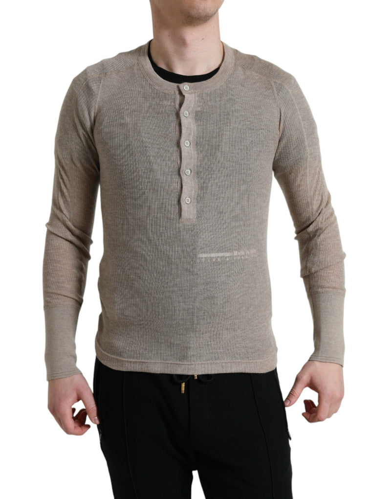 Suéter Henley bege de cashmere Dolce & Gabbana
