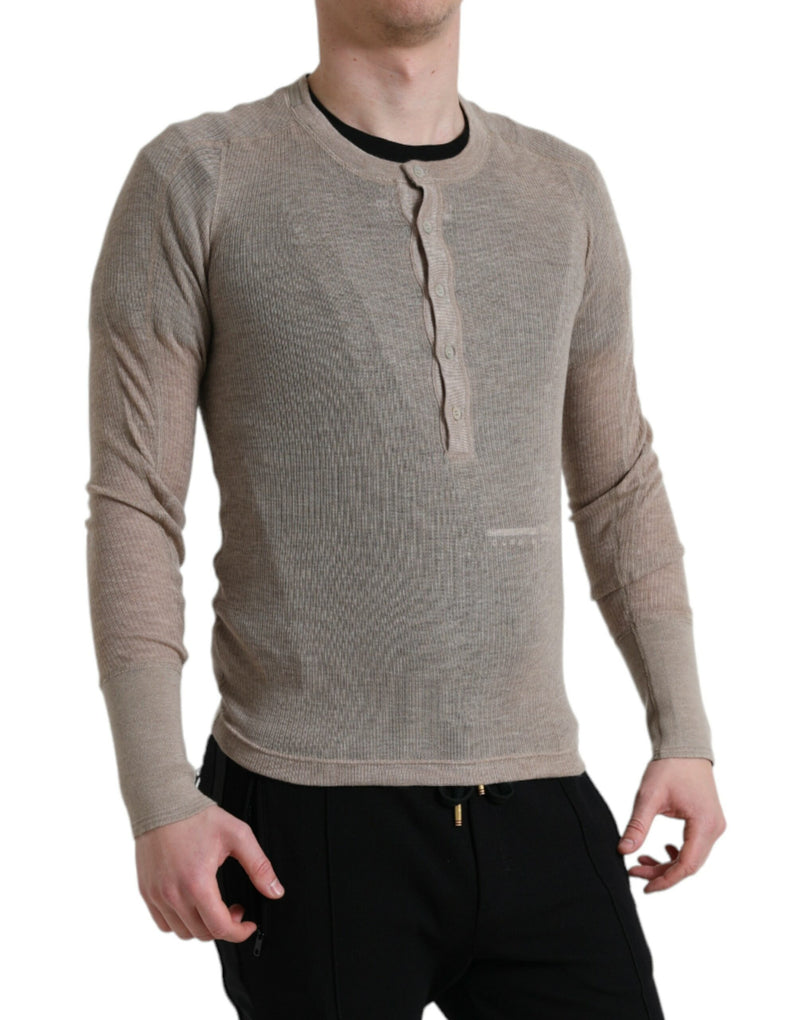 Suéter Henley bege de cashmere Dolce & Gabbana