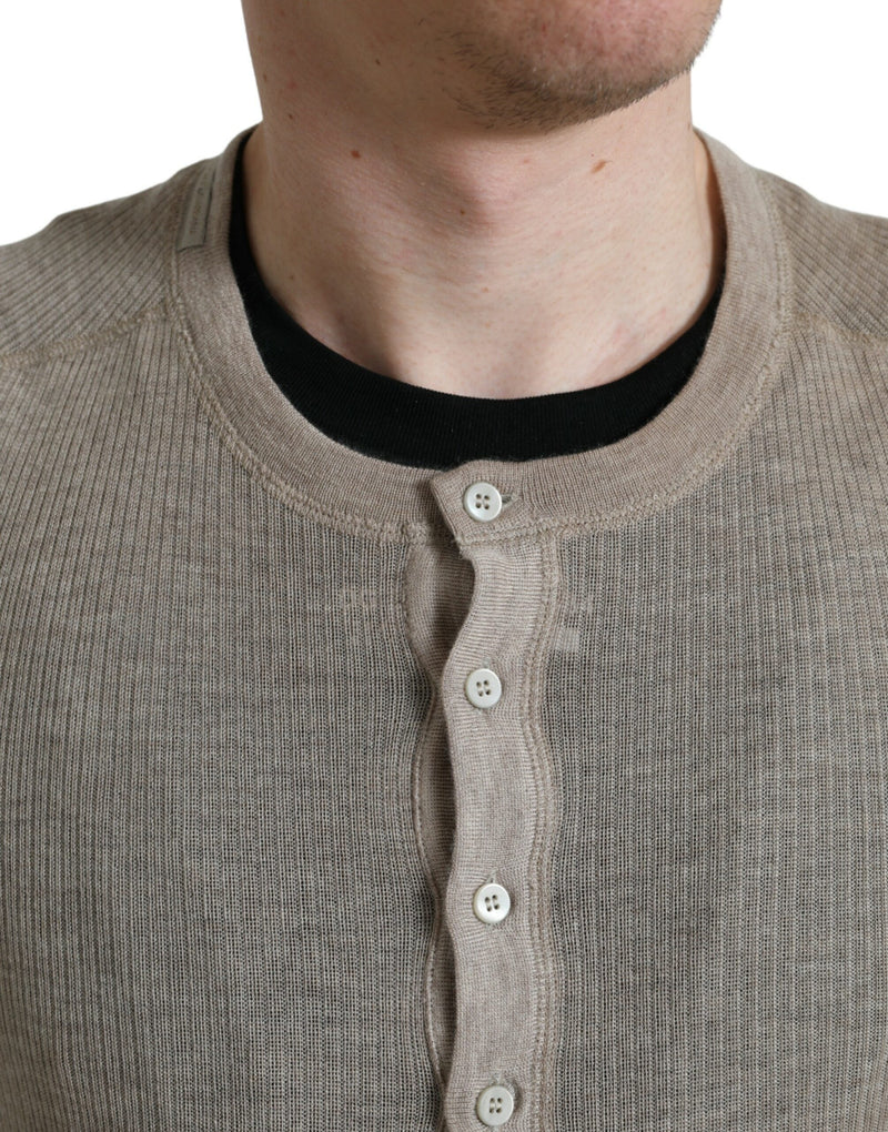 Suéter Henley bege de cashmere Dolce & Gabbana