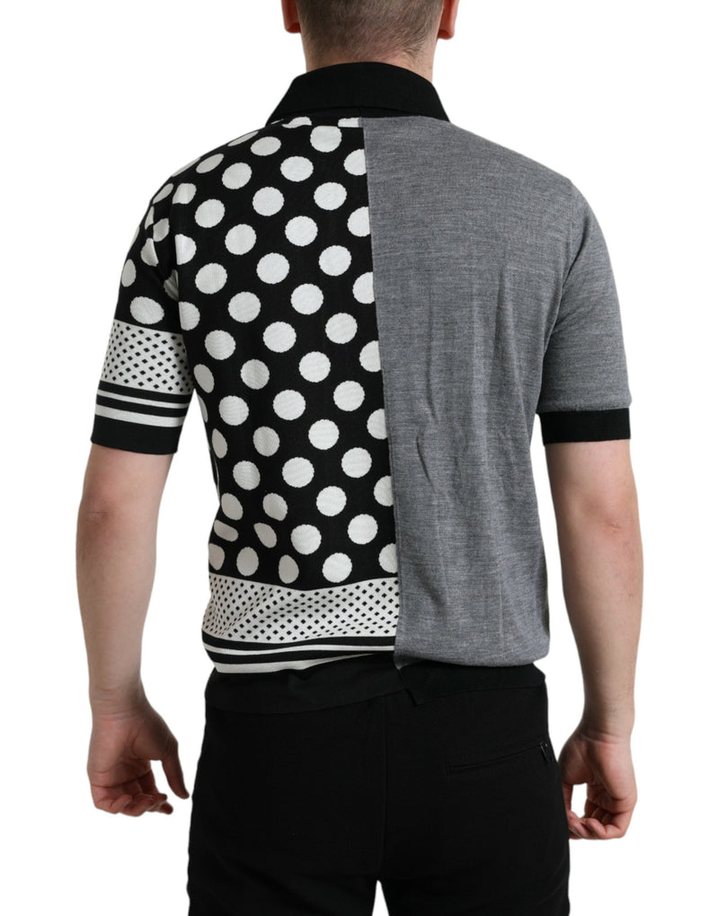 Suéter polo cardigan preto e branco Dolce & Gabbana