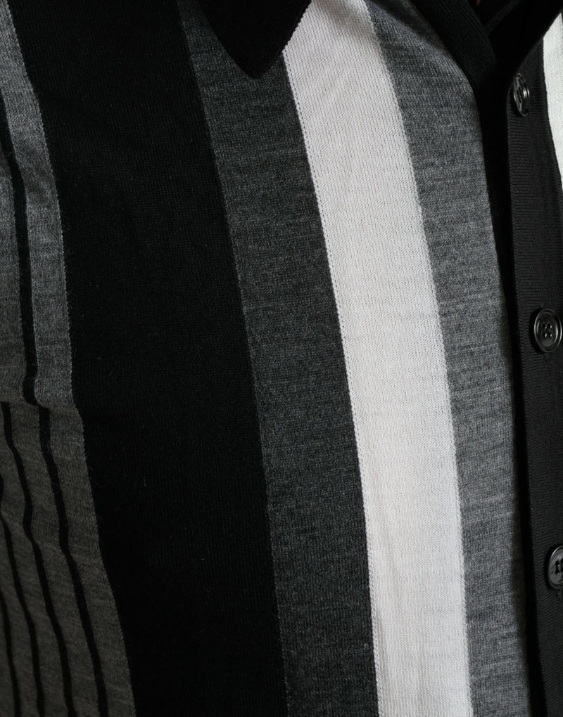Suéter polo cardigan preto e branco Dolce & Gabbana