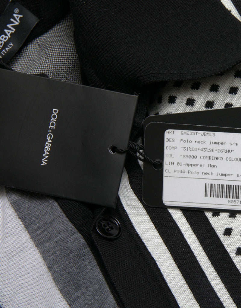 Suéter polo cardigan preto e branco Dolce & Gabbana