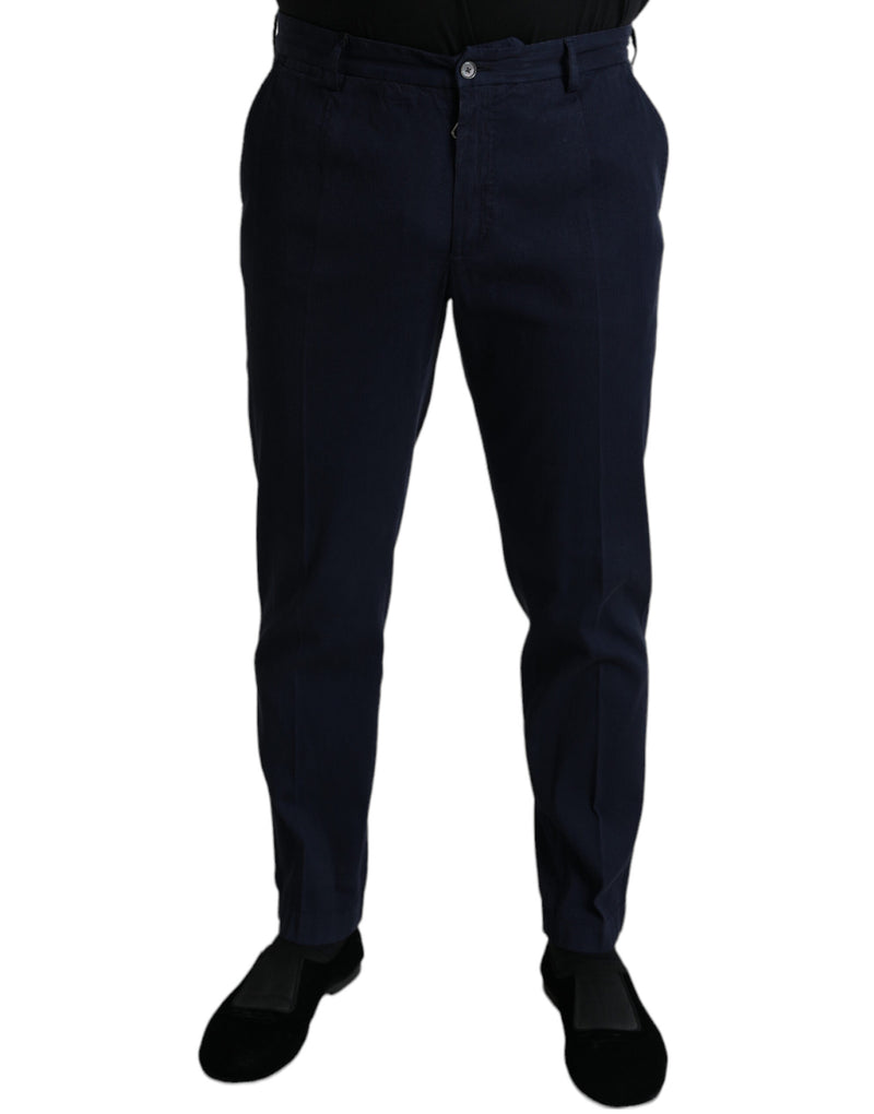 Dolce & Gabbana Pantaloni eleganti slim fit in cotone elasticizzato blu scuro