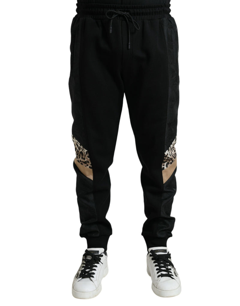 Pantalones jogger negros de algodón elástico y corte ajustado de Dolce & Gabbana