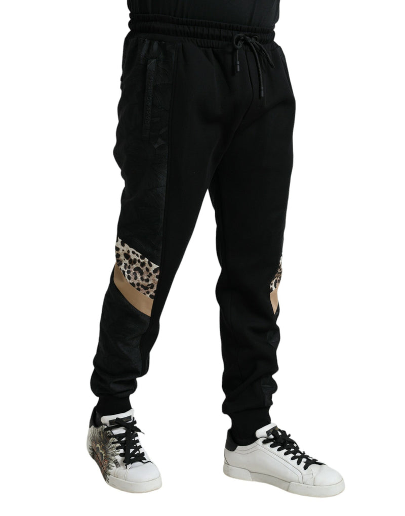 Pantalones jogger negros de algodón elástico y corte ajustado de Dolce & Gabbana