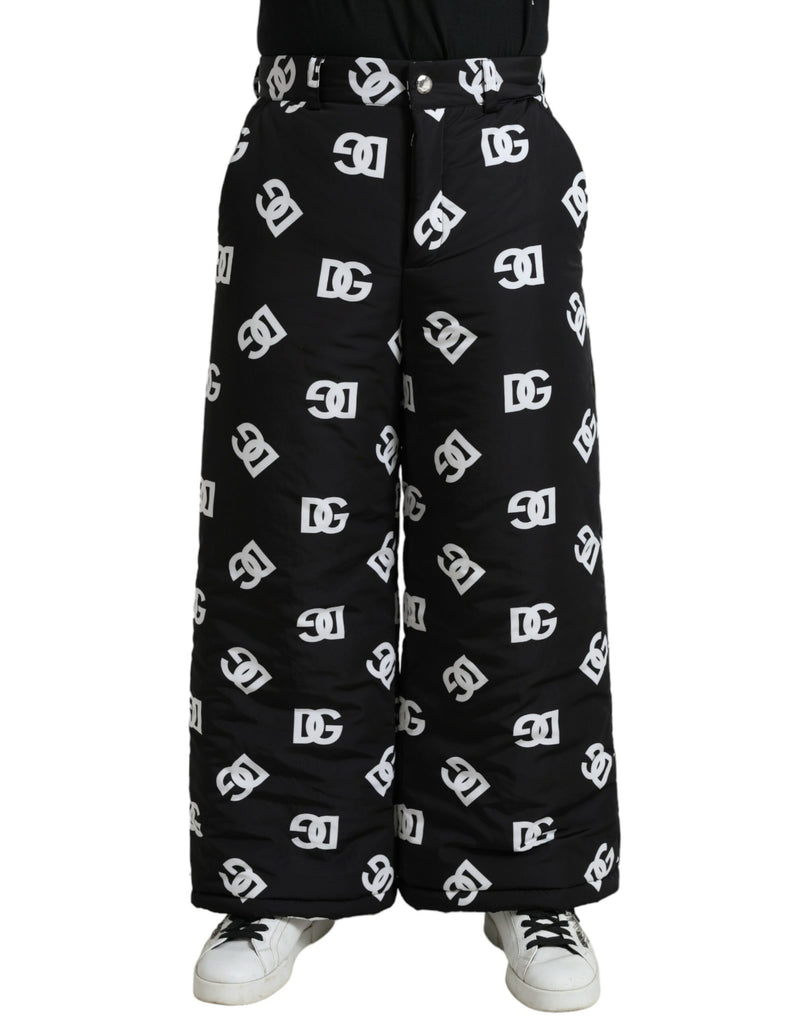 Dolce & Gabbana Pantaloni a gamba larga neri con logo DG stampato