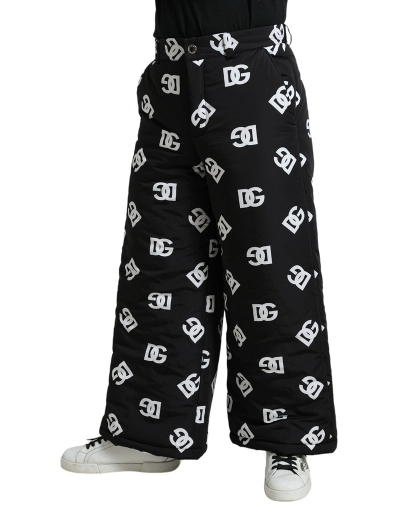 Dolce & Gabbana Pantaloni a gamba larga neri con logo DG stampato