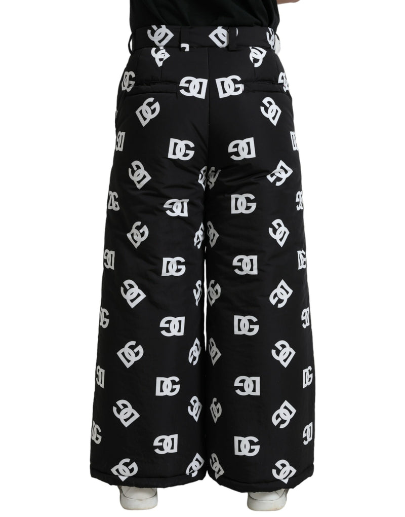 Dolce & Gabbana Pantaloni a gamba larga neri con logo DG stampato