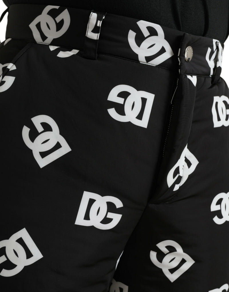 Dolce & Gabbana Pantaloni a gamba larga neri con logo DG stampato